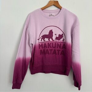 Disney The Lion King Hakuna Matata Ombré Pink Pullover Sweatshirt Juniors Large